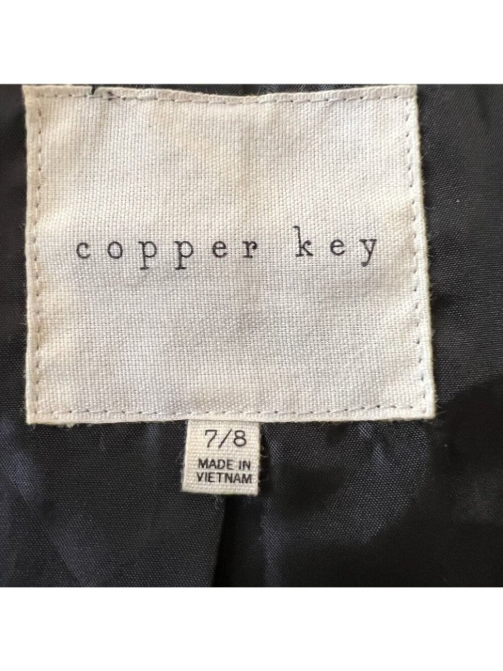 Vtg Copper Key Black Coat Faux Fur Leopard Trim Collar Cuffs Girls 7/8 Pockets - Picture 5 of 13